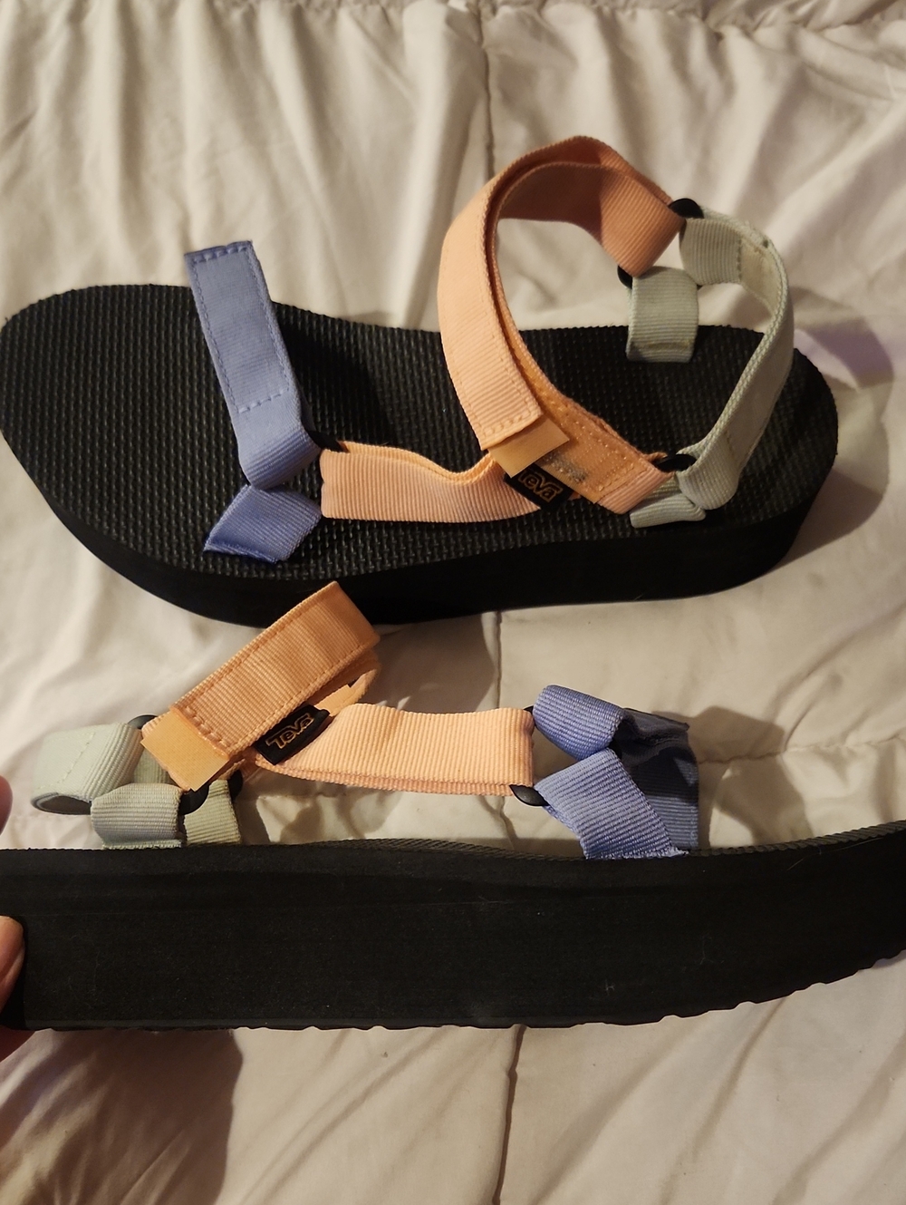 Tevas-10 Women’s Platform Sandals in Peach, Lavender and Mint